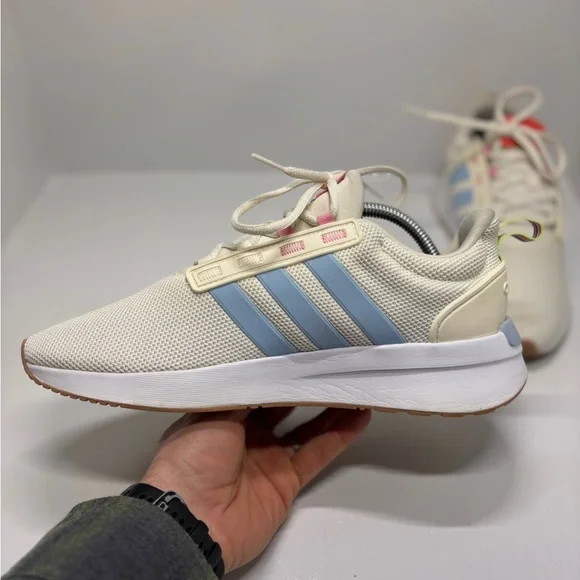 Adidas Cloudfoam Super Pride Shoes Womens 10 Cream Blue Rainbow Running Sneakers - Picture 12 of 15